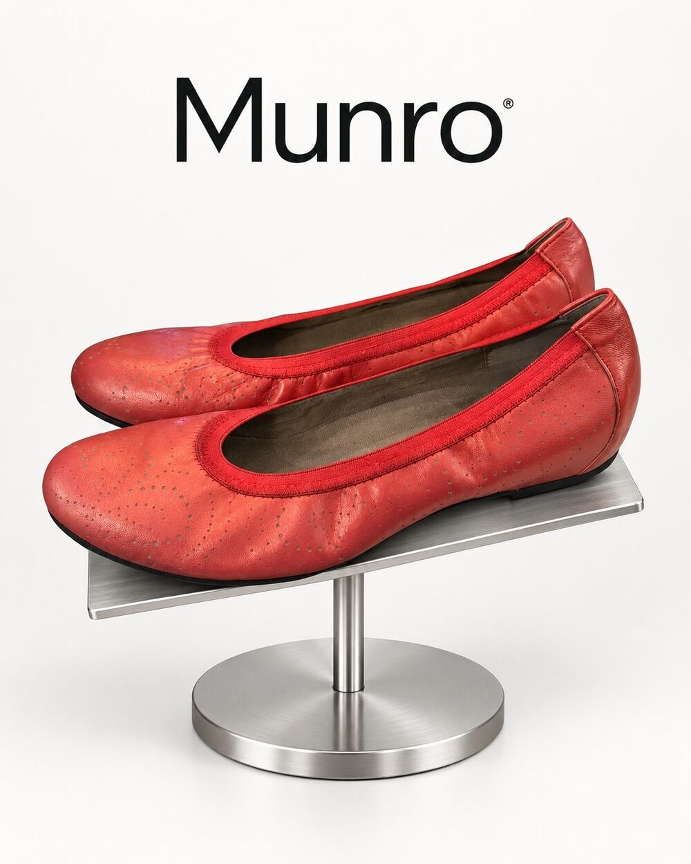 Munro American Z1773 Red Leather Ballet Flats Women’s 10